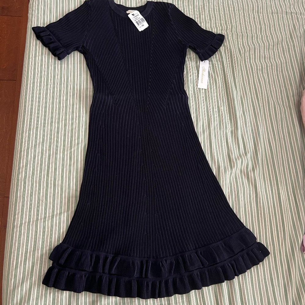 ShoshannaKate Rib-Knit Ruffle Minidress